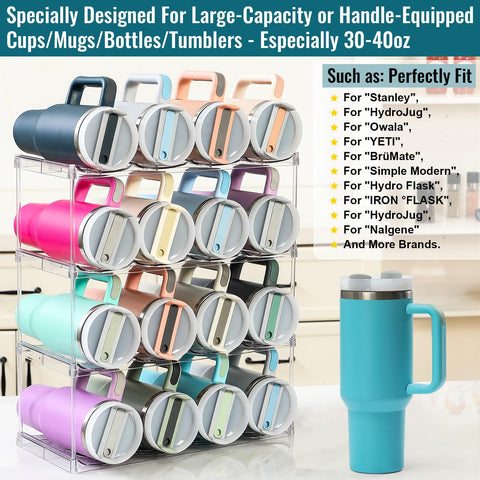 LANDNEOO four-tier storage rack fits large bottles in a clean, clear display