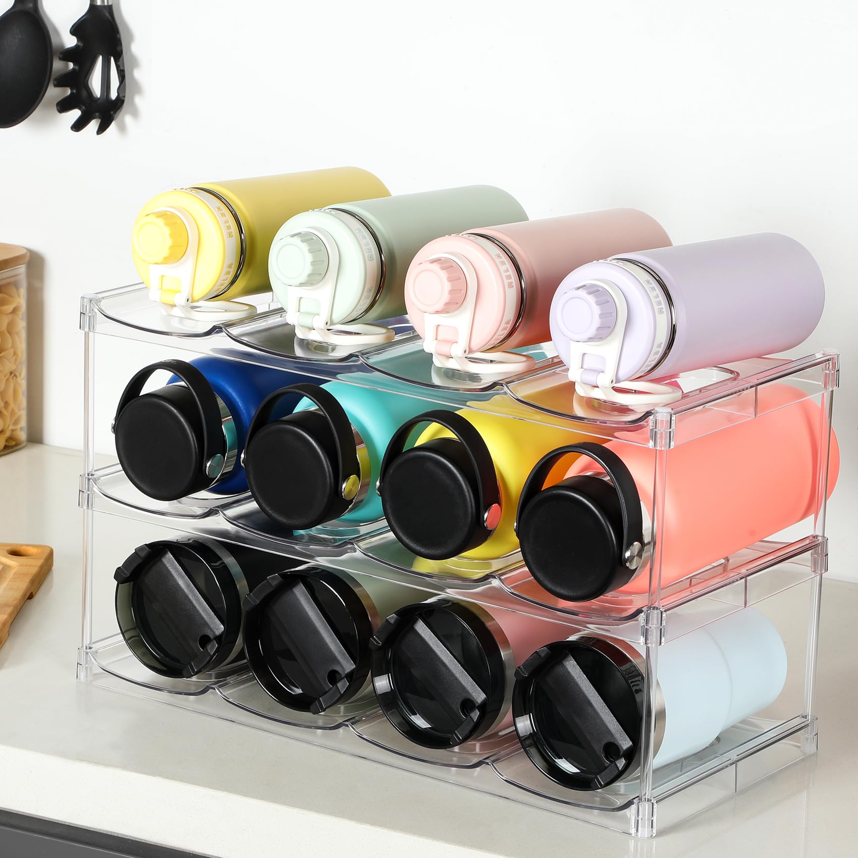 LANDNEOO 17x7.8x10-inch rack holds twelve bottles neatly.