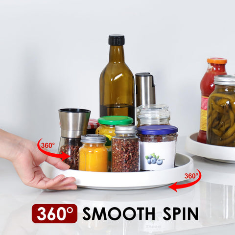 LANDNEOO kitchen counter organizer rotates for easy access to items