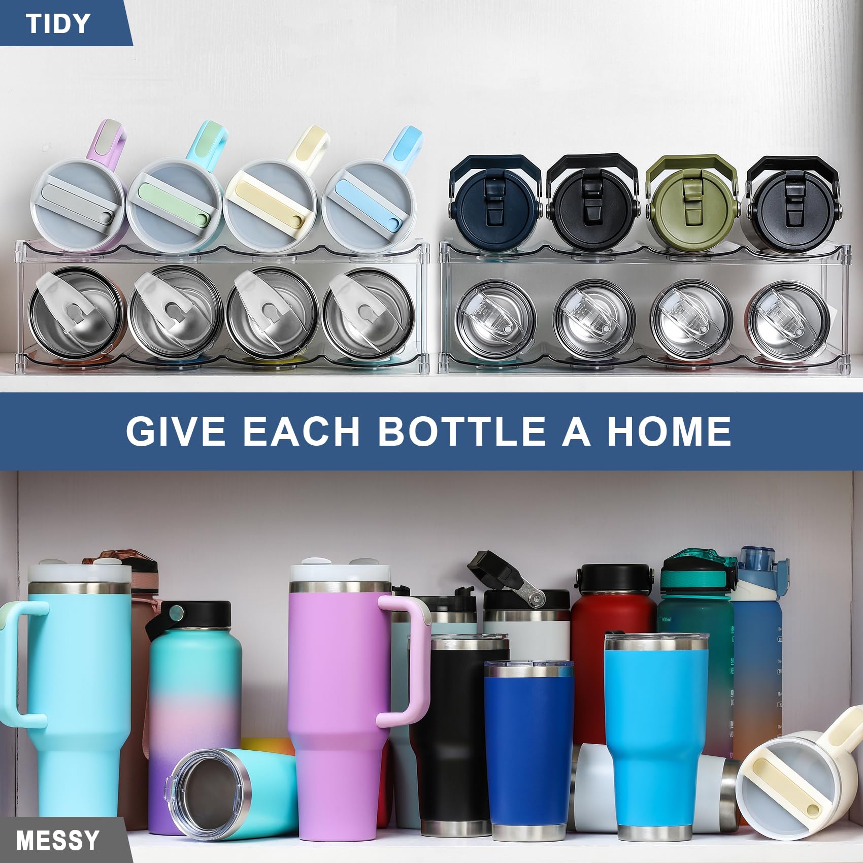 LANDNEOO fits 40oz tumblers like Stanley or YETI neatly in the grid.