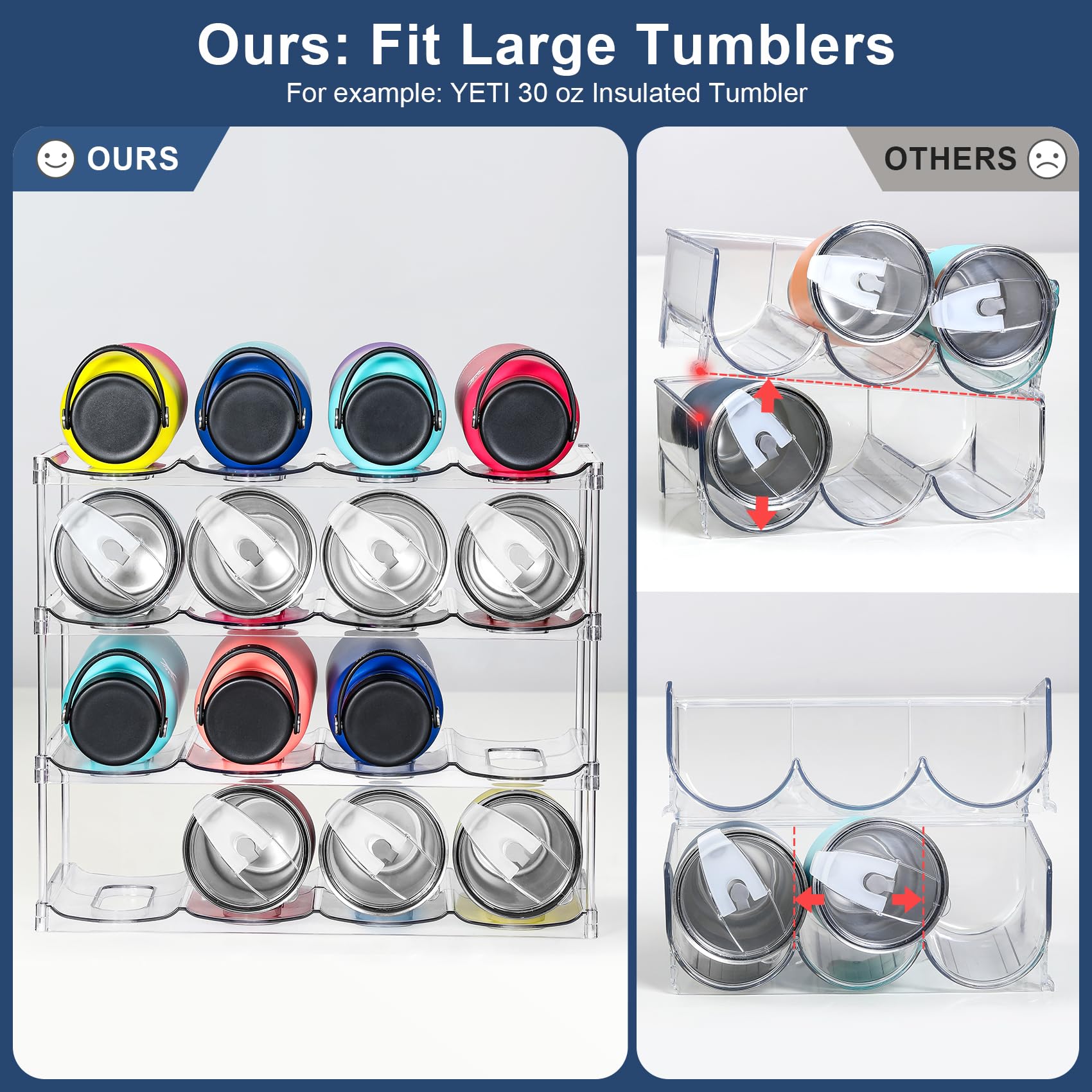 LANDNEOO 4-tier rack side view shows sturdy posts and secure bottle storage