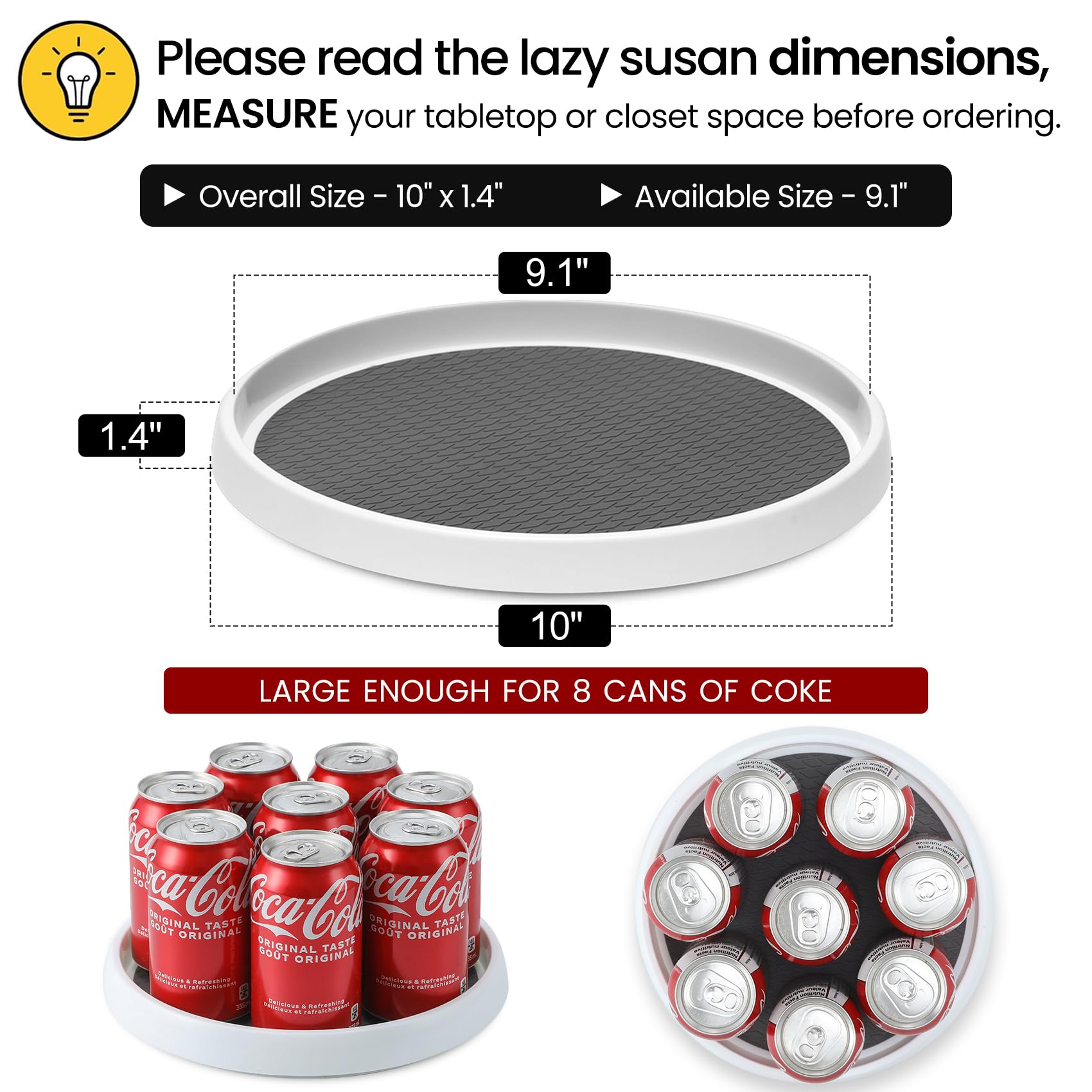 LANDNEOO 10-inch lazy susan keeps spices accessible with stable rotation in cabinets.