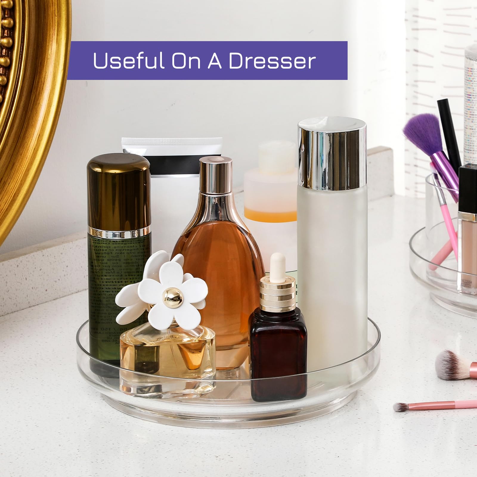 LANDNEOO office organization lazy susan helps desk items stay tidy