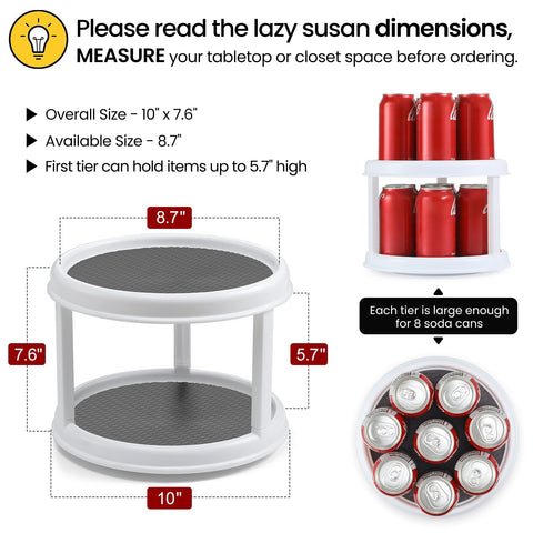 LANDNEOO rotating spice rack two-tier demonstrates compact vertical storage for pantry items