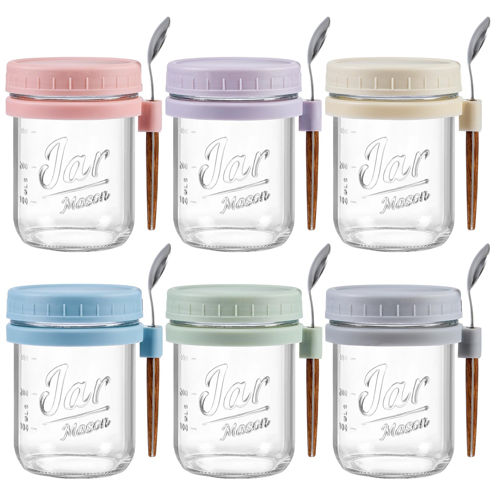 LANDNEOO six-pack overnight oats containers with 16oz jars for easy meal prep