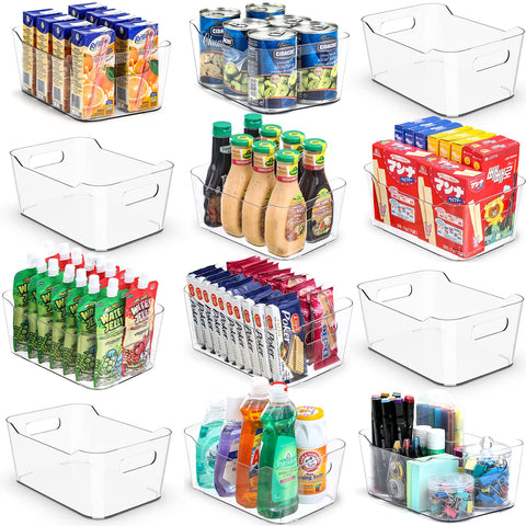 LANDNEOO SOHO 12-pack clear bins with handles for easy removal.