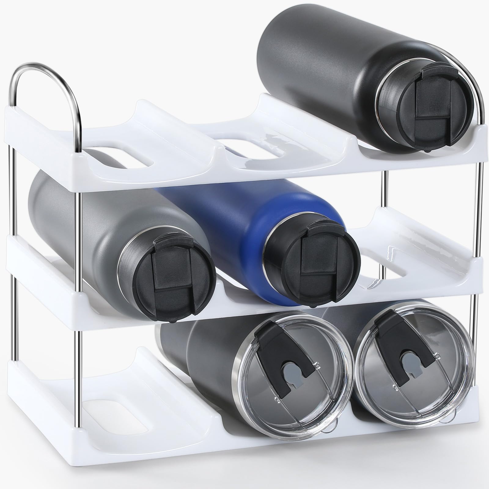 LANDNEOO kitchen counter storage keeps bottles neatly aligned for easy grabbing.