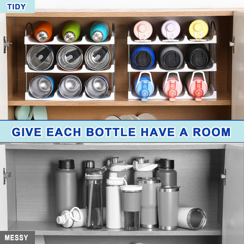 LANDNEOO stackable bottle organizer large-bottle-fit ideal for 30oz tumblers.