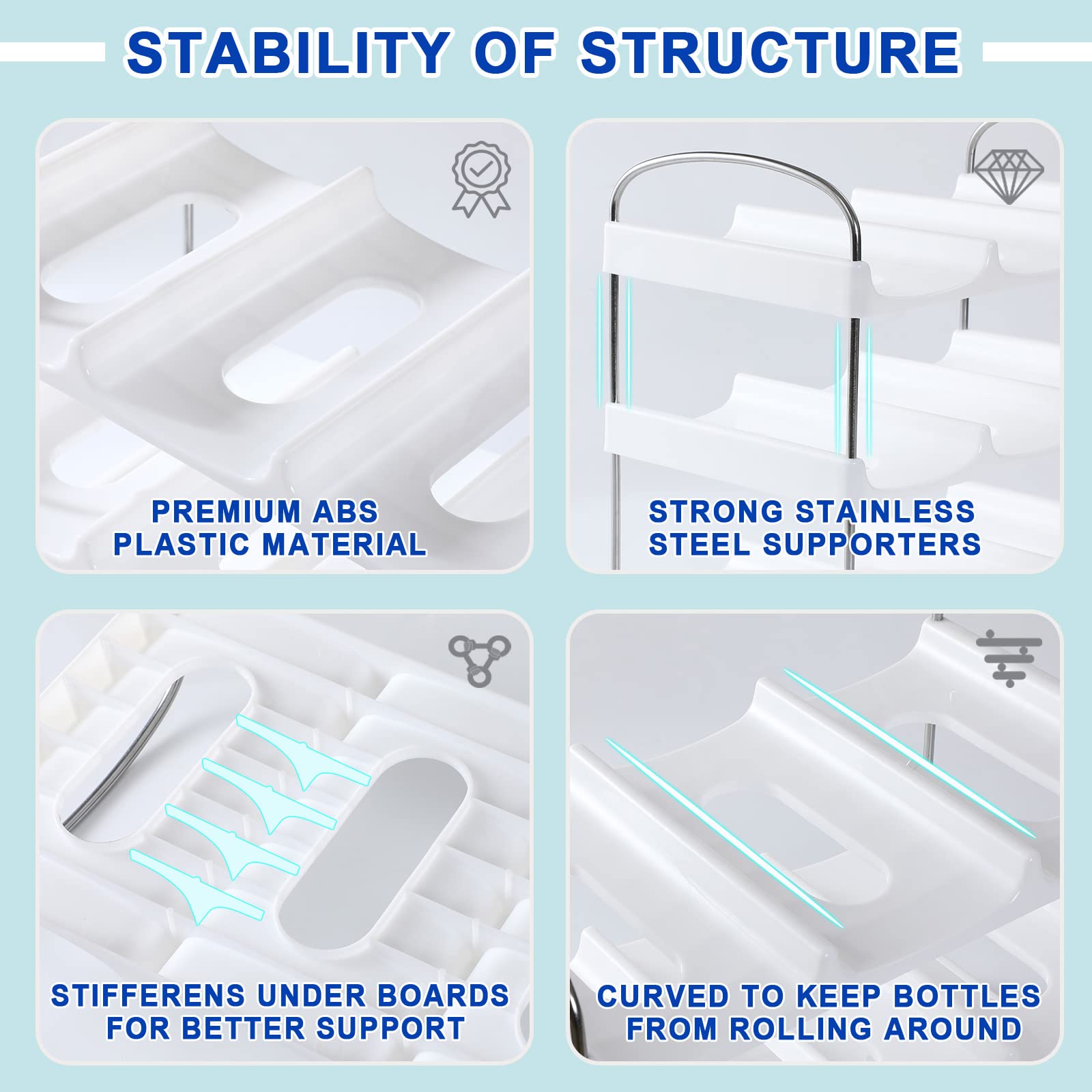 LANDNEOO stackable bottle organizer top view emphasizes accessible bottle arrangement.