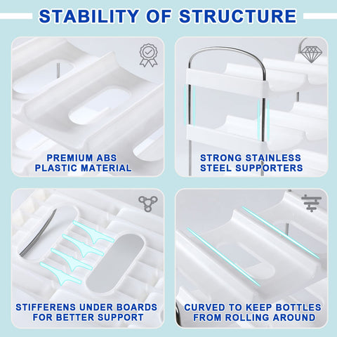 LANDNEOO stackable bottle organizer top view emphasizes accessible bottle arrangement.