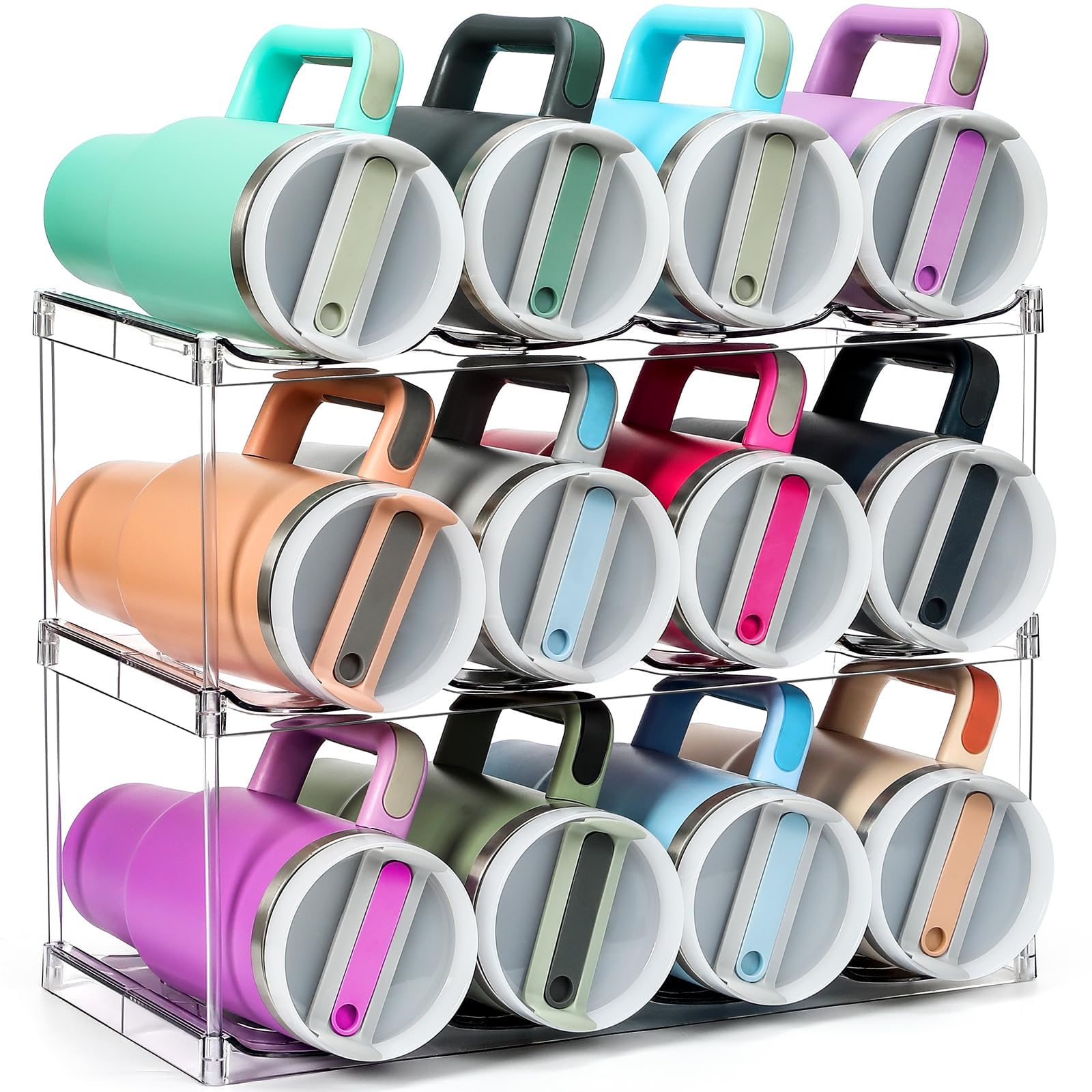 LANDNEOO 3-tier bottle holder front view for Stanley bottles and large cups