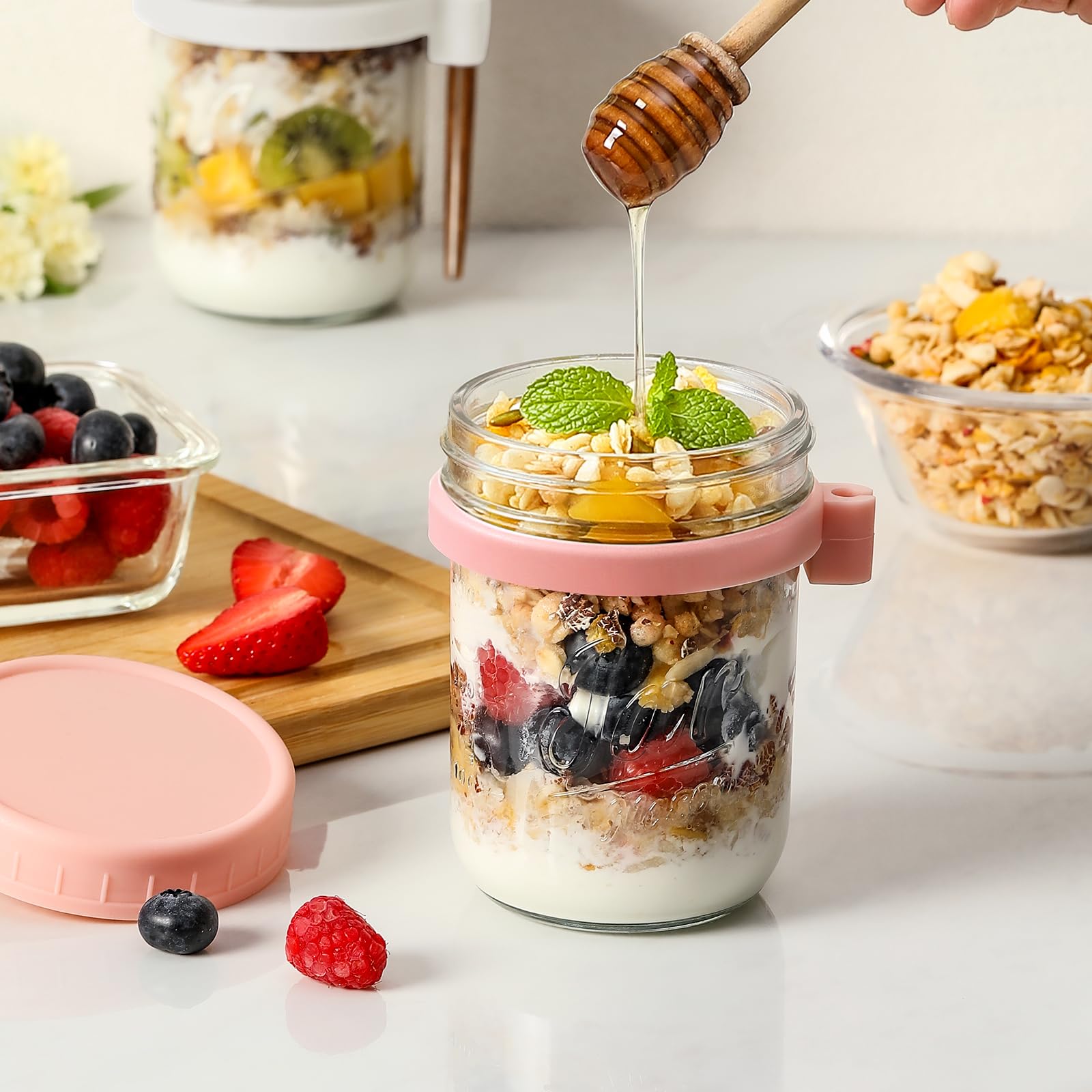 LANDNEOO wide-opening jars for easy filling and cleaning