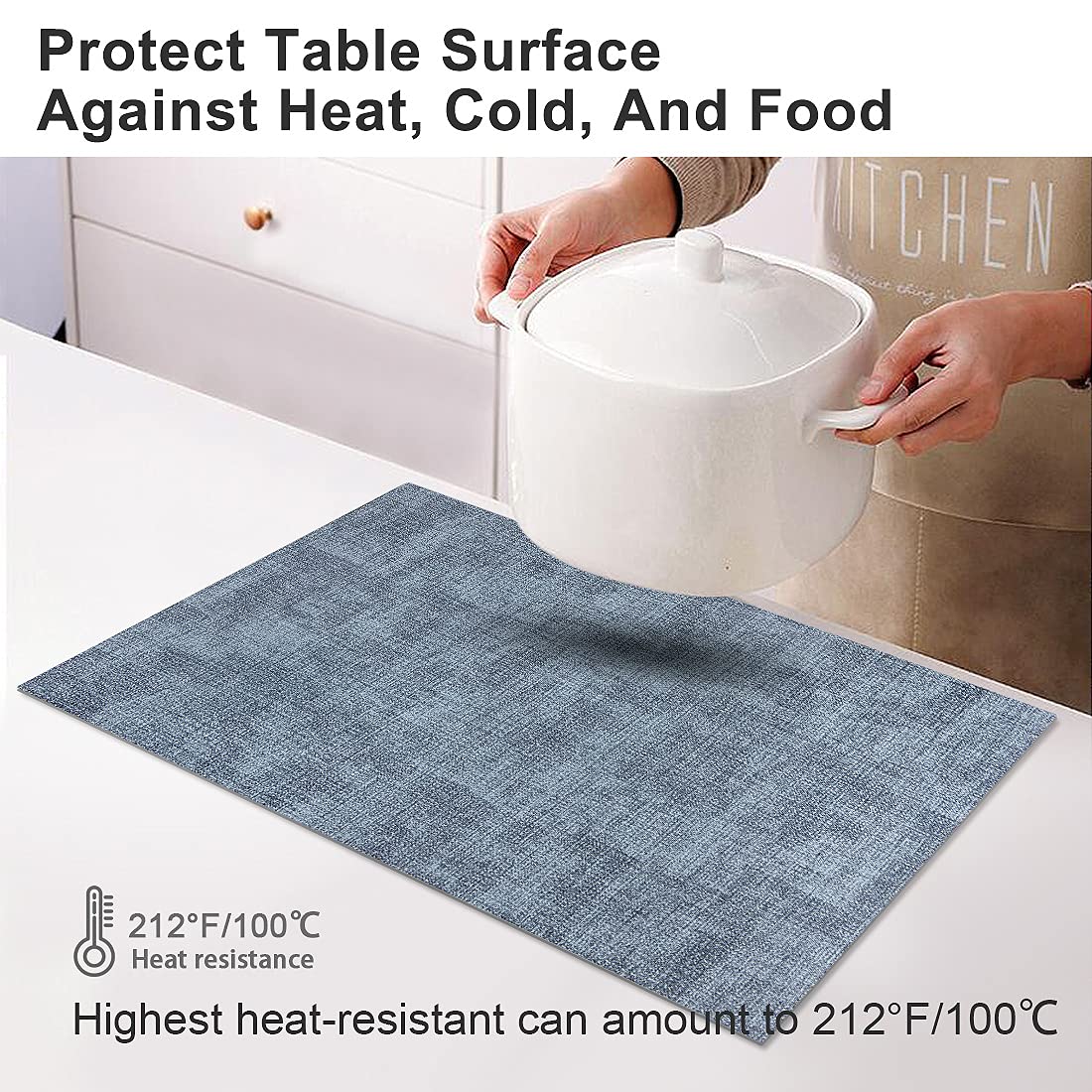 LANDVIEW placemats close-up highlight non-slip texture for confident family meals