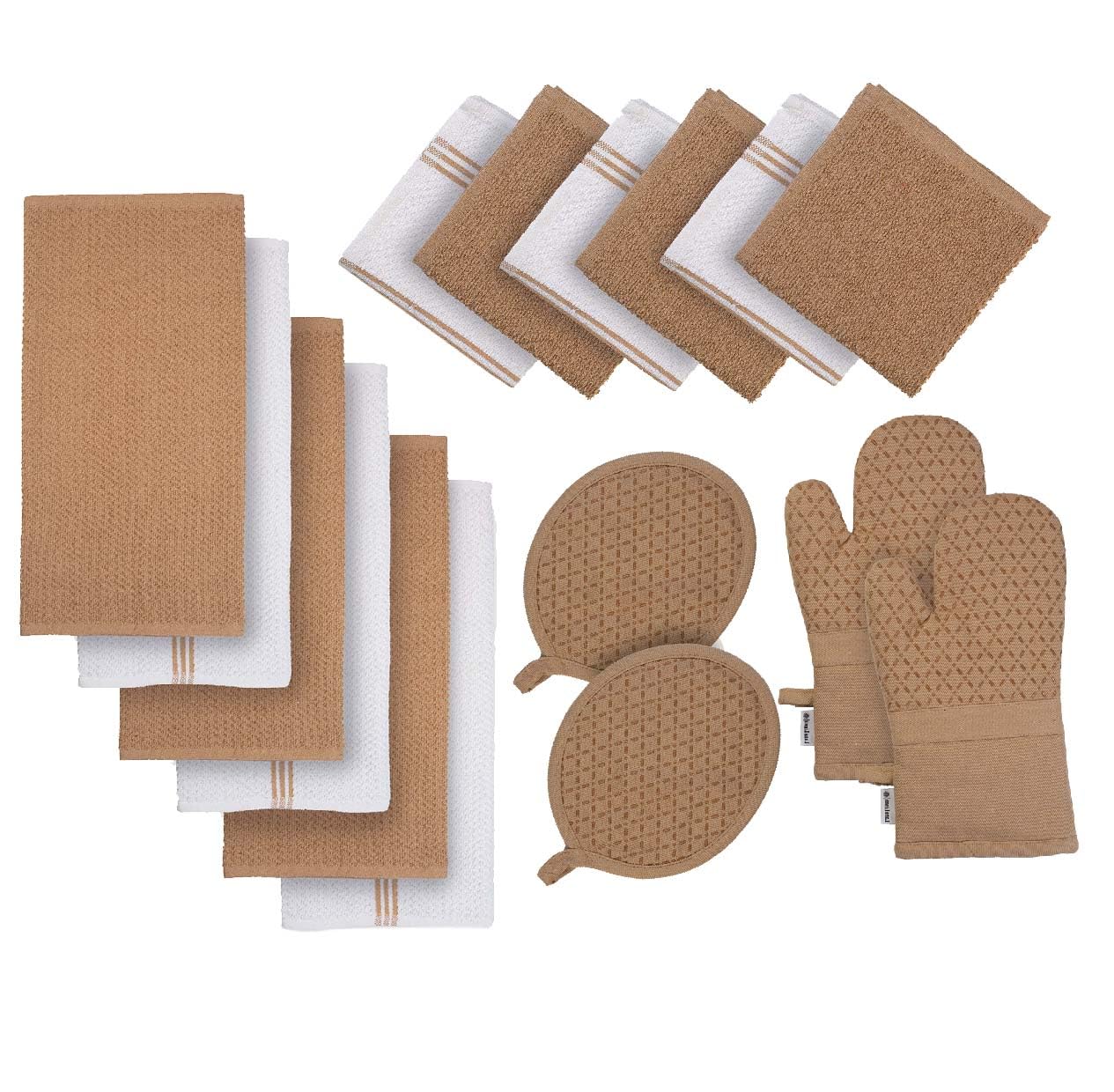 Lane Linen 16-piece dish cloths set in beige for efficient kitchen drying