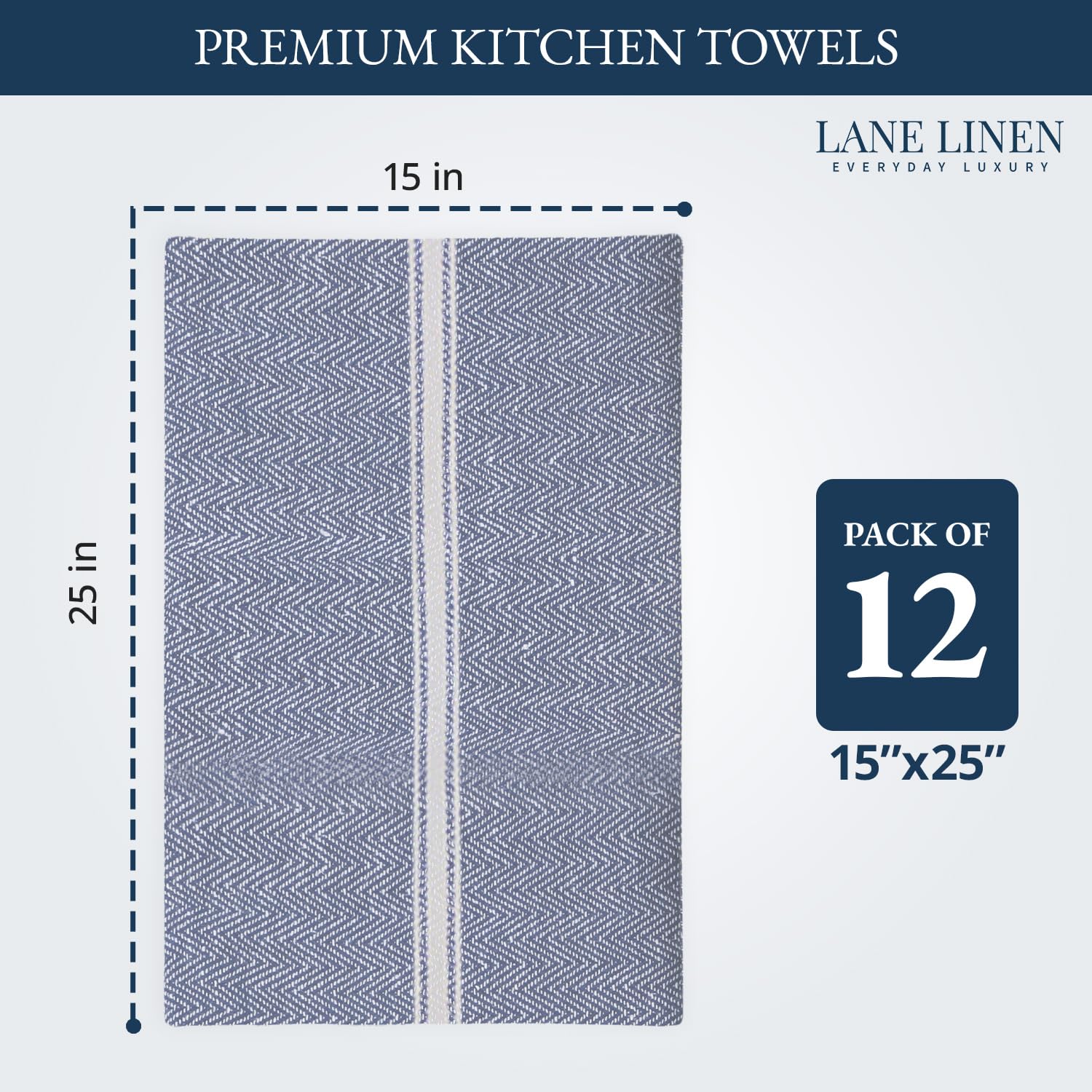Lane Linen absorbent cotton dish towels ideal for spills.