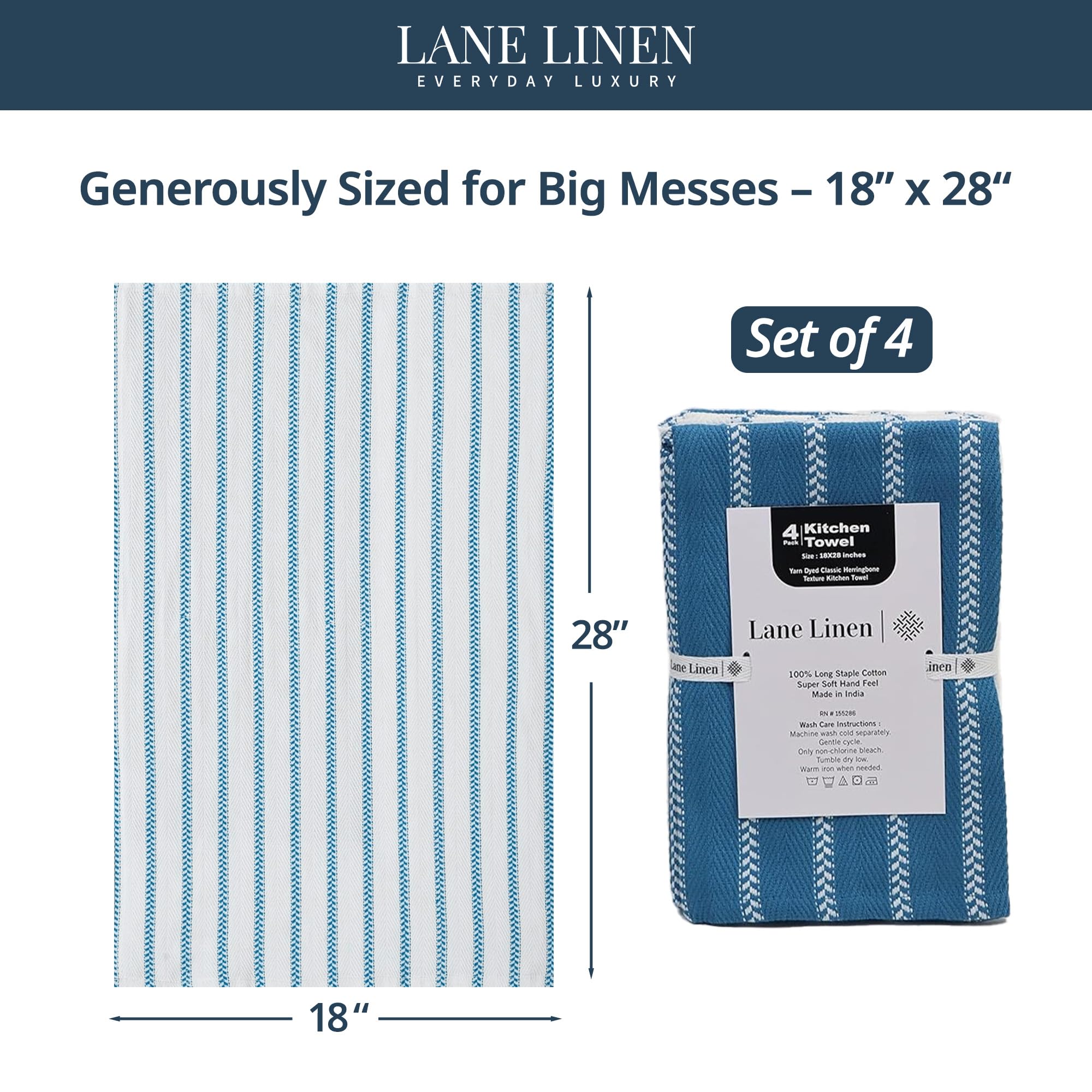 Lane Linen absorbent cotton dish towels ideal for drying dishes.