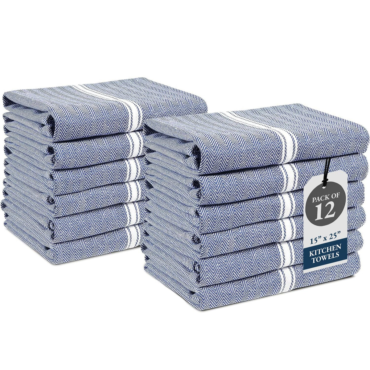 Lane Linen blue chambray kitchen towels for quick cleanups.