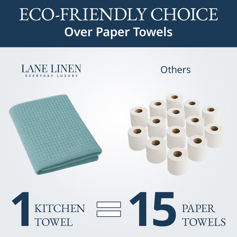 Lane Linen dish rags in aqua provide reliable scrubbing.