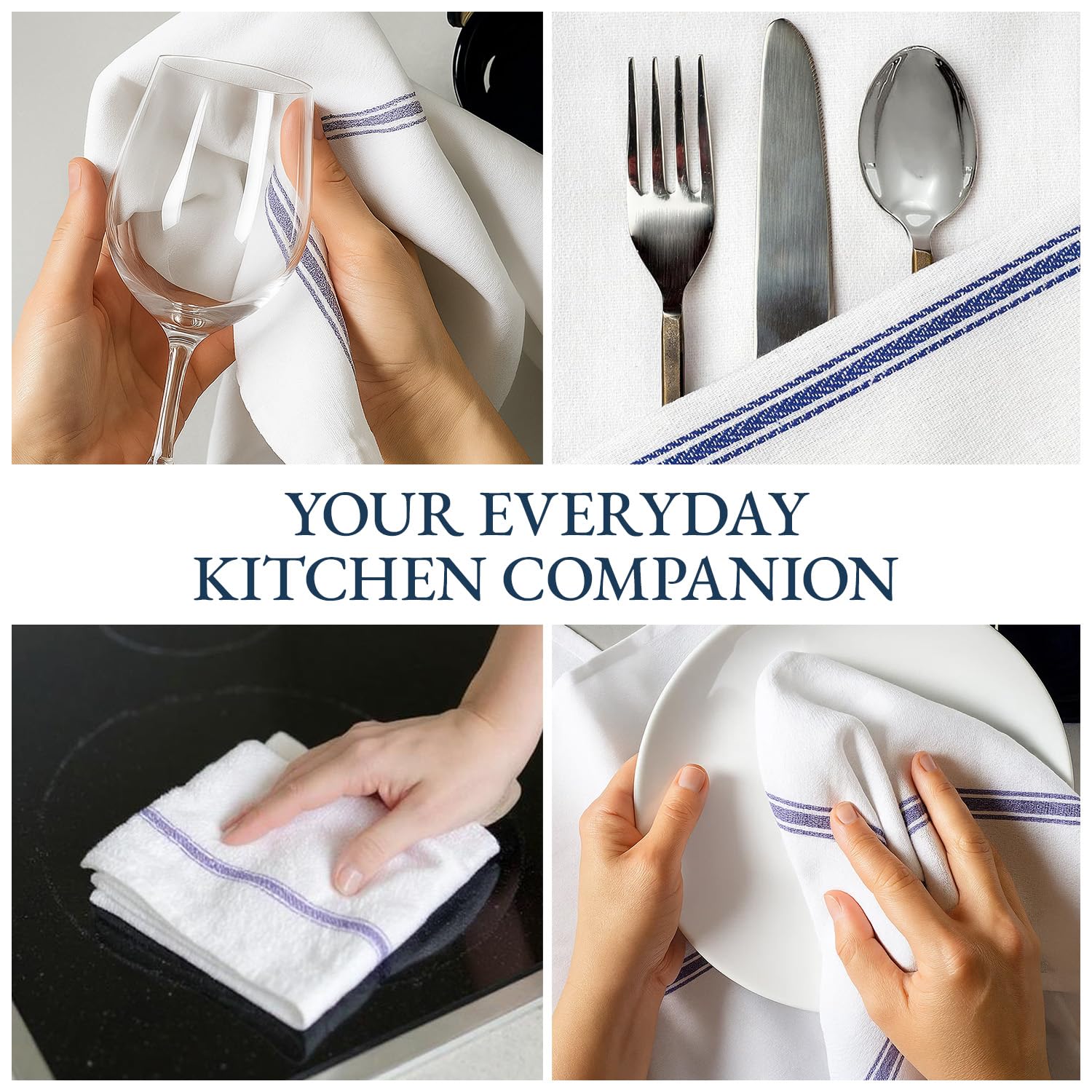 Lane Linen towels drying dishes on the counter with absorbency.