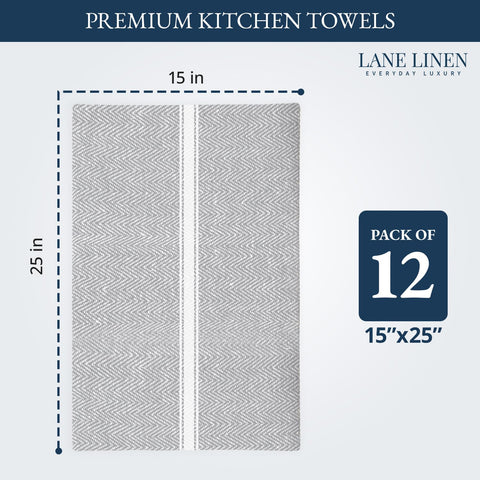 Lane Linen gray chambray kitchen towel set folded display for easy grabbing