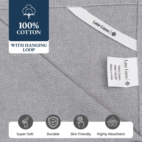 Lane Linen gift-ready kitchen towel set in gray chambray