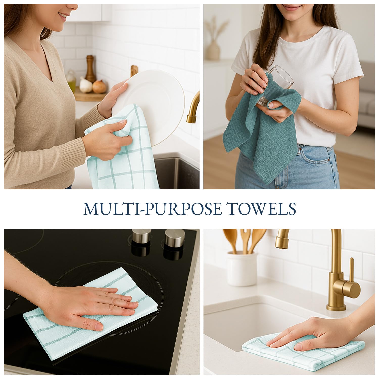 Lane Linen quick-drying cotton towels keep counters tidy.