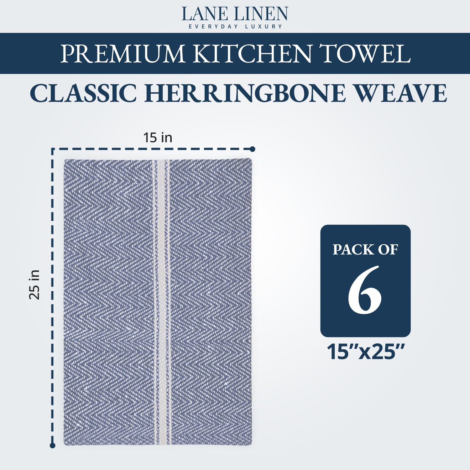 Lane Linen six-pack blue chambray towels offers versatile kitchen uses.