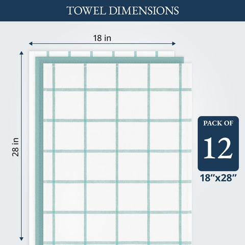 Lane Linen striped aqua tea towels add style while drying dishes.