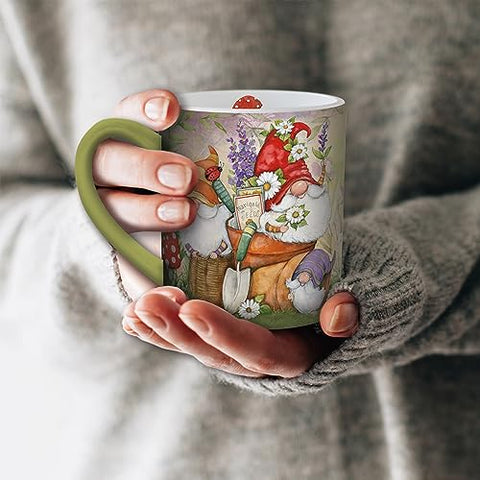 Lang Garden Gnomes Mug handle closeup highlights comfortable grip.