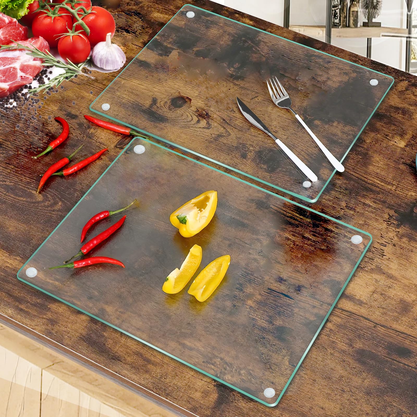 LANGBOHOS clear cutting board, dishwasher-safe, maintains a bright countertop while resisting stains.