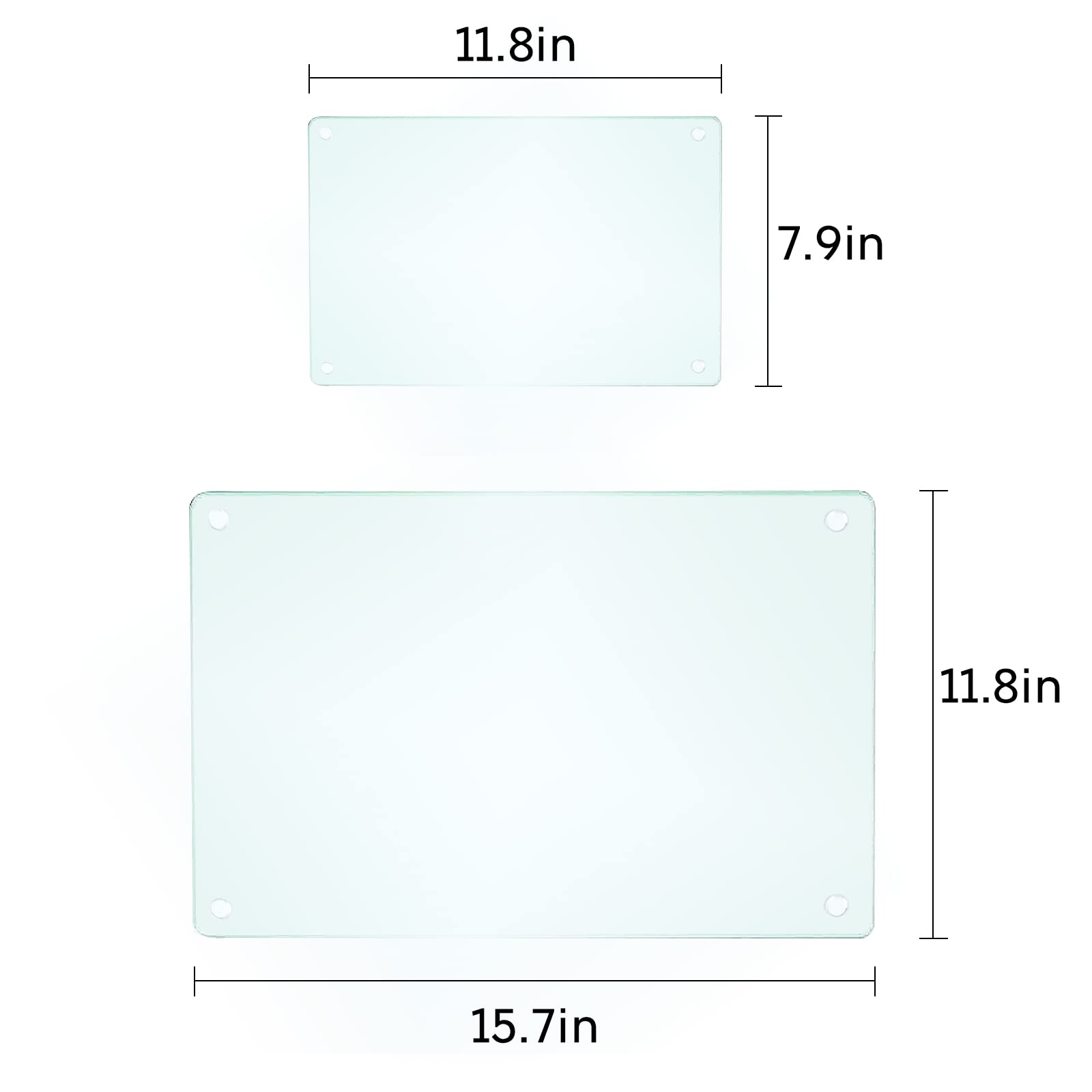 LANGBOHOS durable tempered glass set reflects light on a kitchen counter.