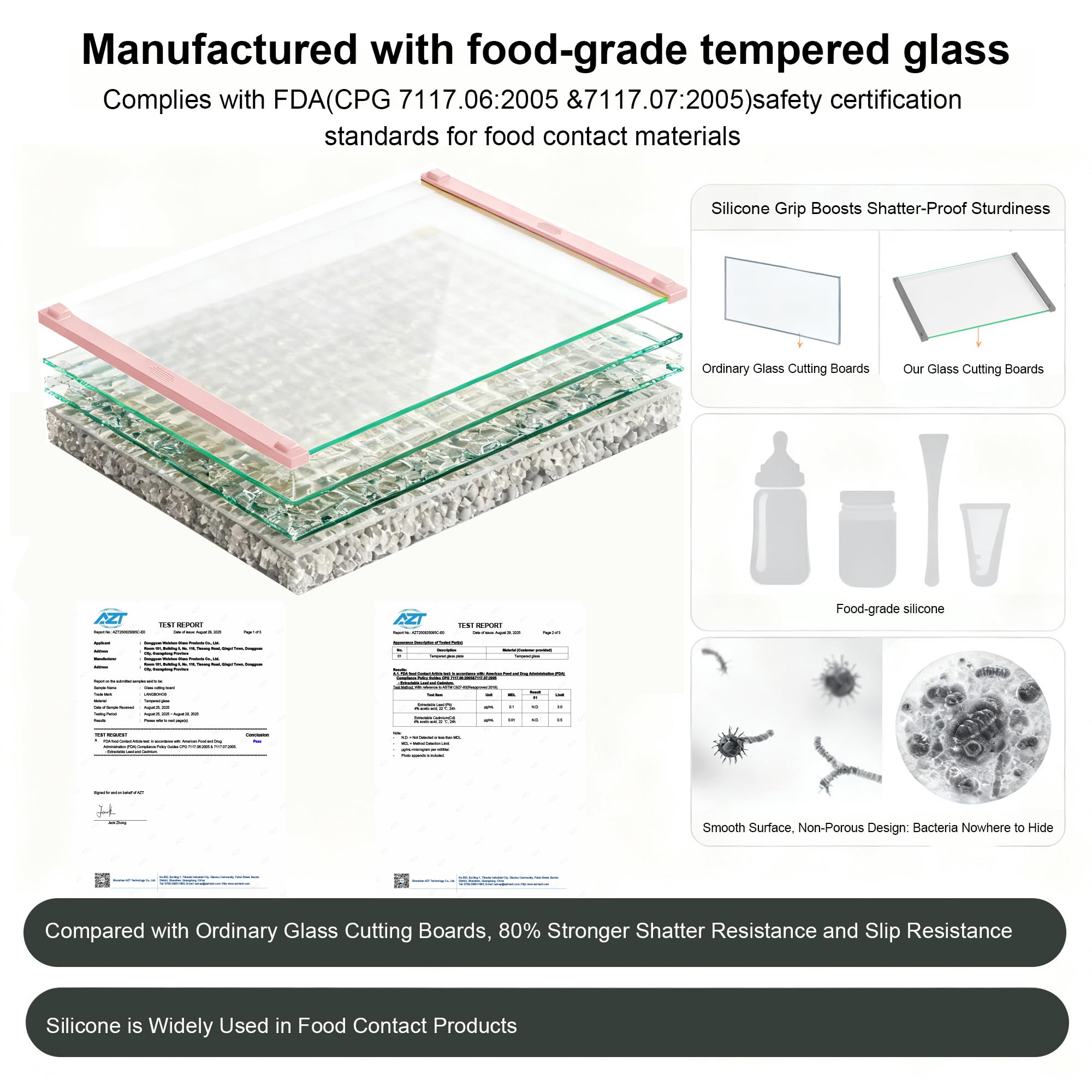 LANGBOHOS pink scratch-resistant glass board – resists marks and odors.