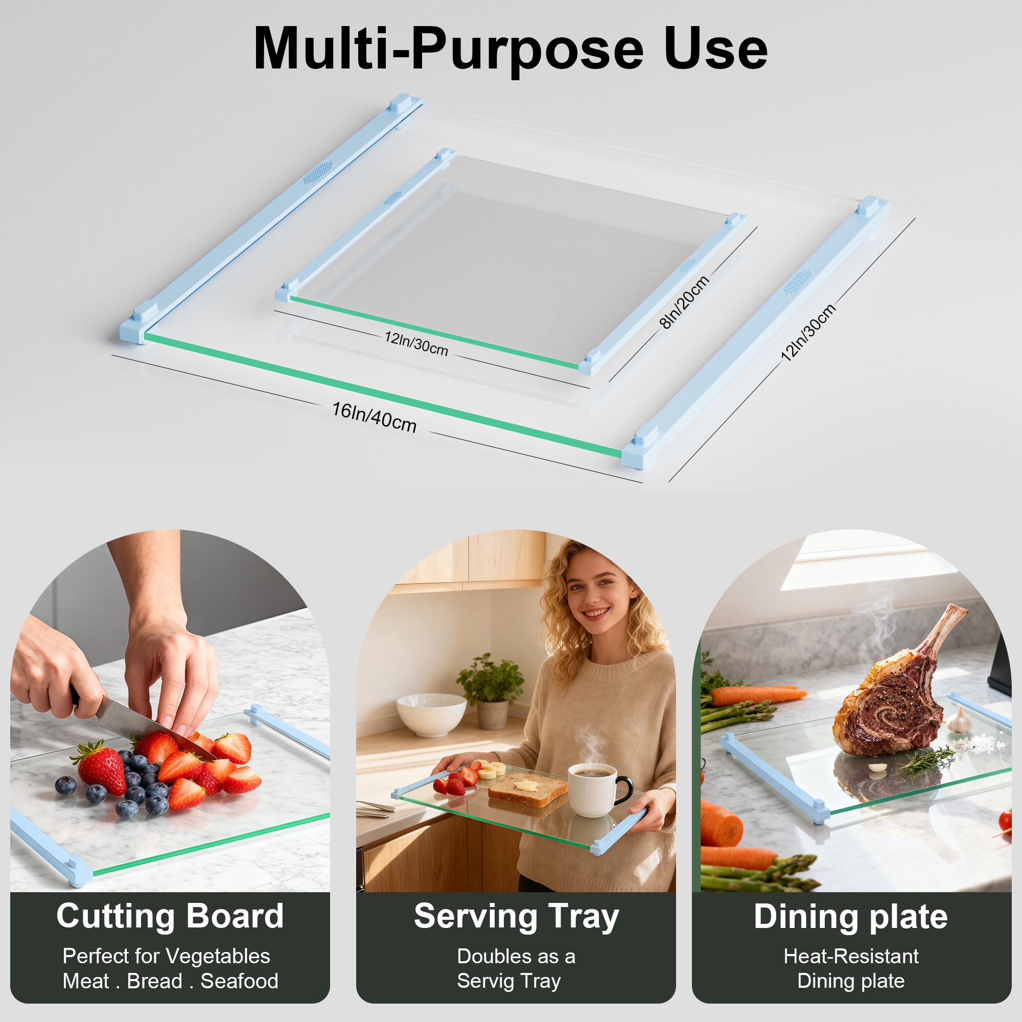 LANGBOHOS glass cutting board surface with scratch resistance and easy cleaning