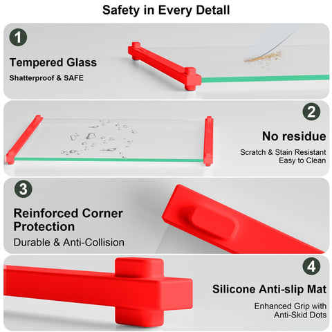 LANGBOHOS non-toxic glass board red resists scratches and odors