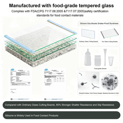 LANGBOHOS non-toxic glass cutting board for hygienic kitchen use