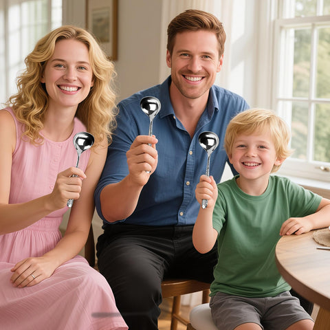 LANGMINGDE dishwasher-safe soup spoon with seamless surface.