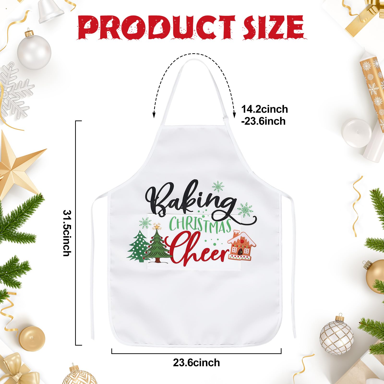 Langyiwee Christmas apron pocket design keeps utensils and phones handy.