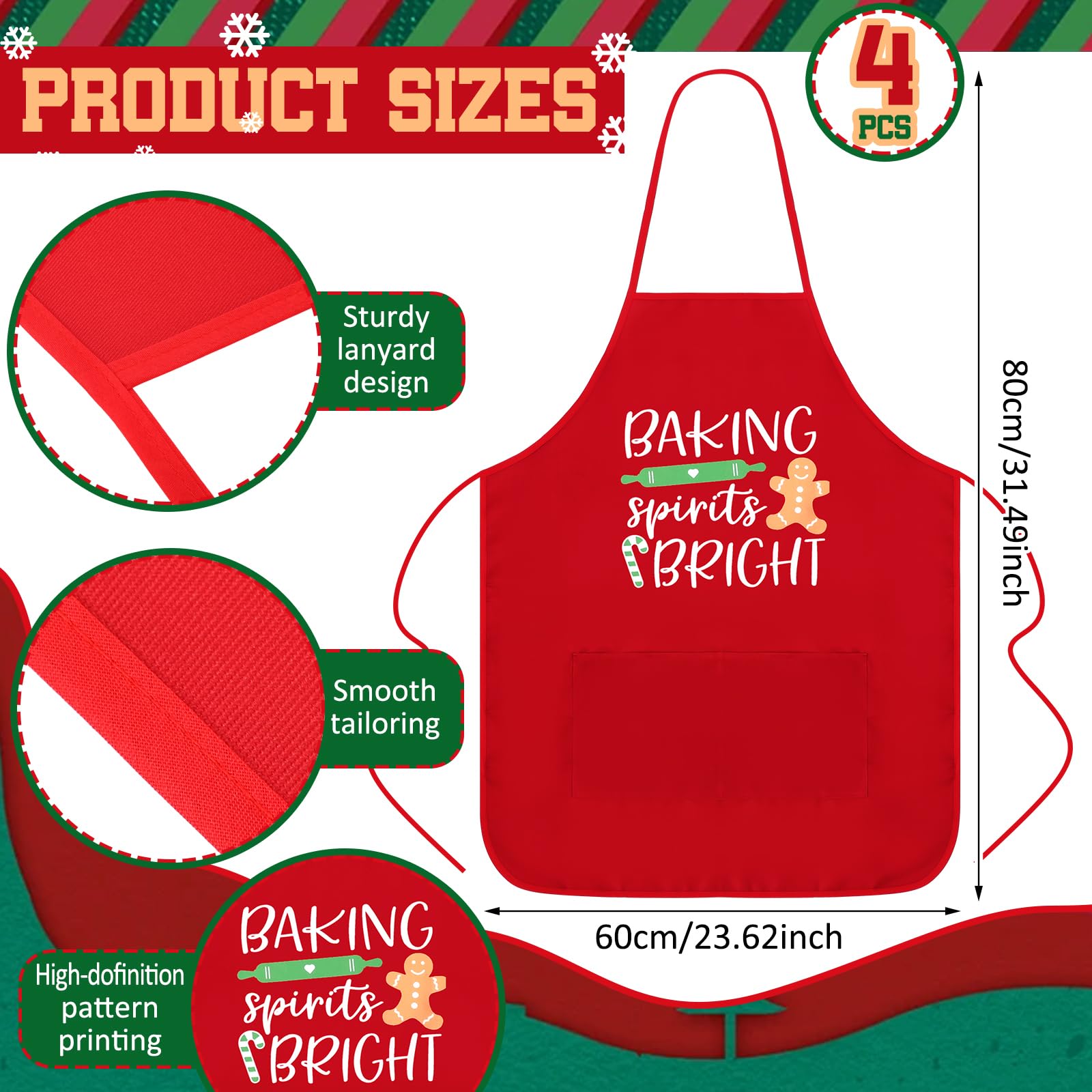 Langyiwee Christmas hat accents on the apron enhance holiday parties.