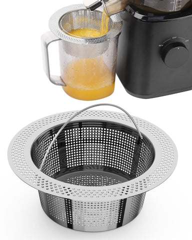 LANGZIHT pulp strainer for Nama J2 side view showing secure fit and smooth juice flow
