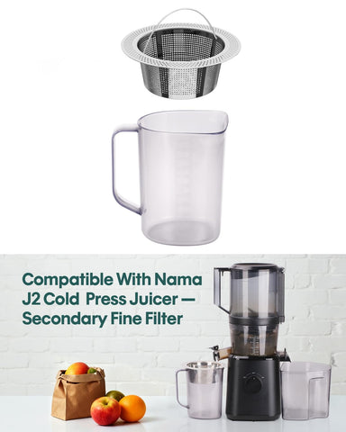 LANGZIHT pulp strainer for Nama J2 top view highlighting wide rim for hands-free resting
