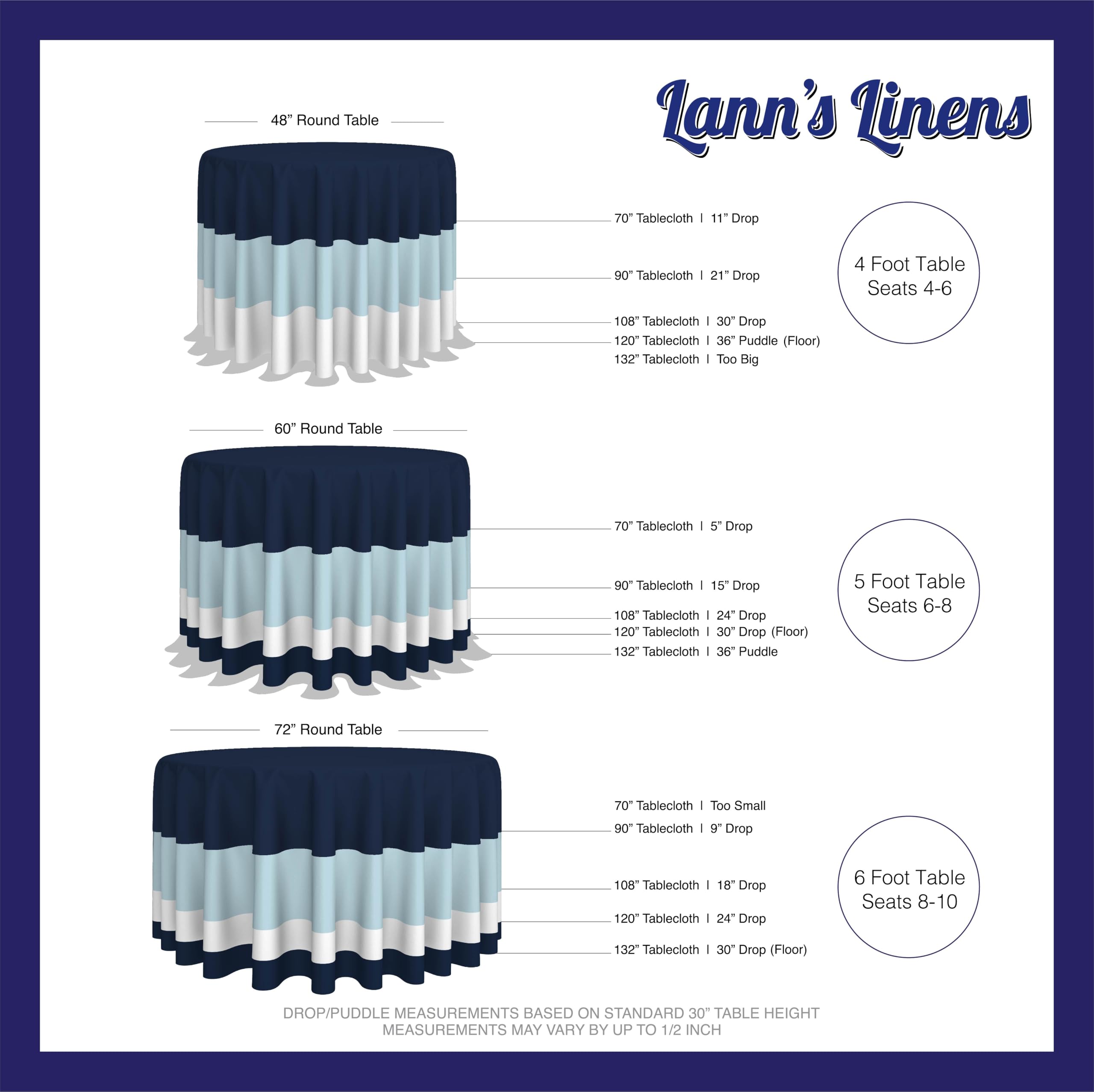 Lann's Linens 120-round tablecloth ideal for restaurant or banquet use, combining durability with elegance.