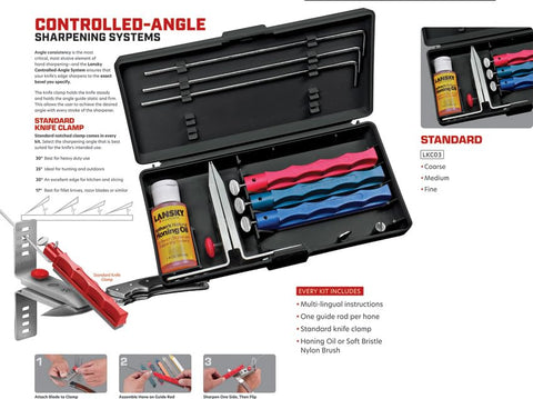 Lansky 600-grit blue hone for frequent touch-ups.