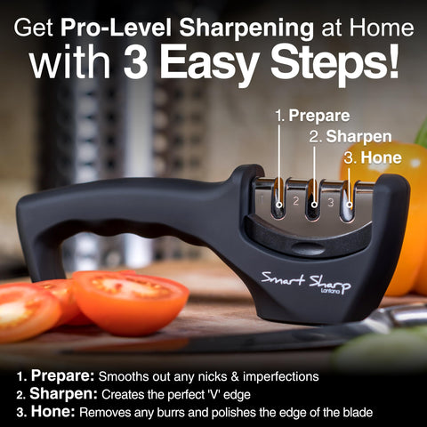 Lantana Smart Sharp ergonomic-handle shown for comfortable, secure sharpening.