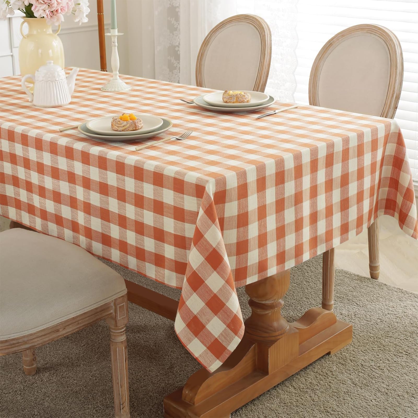 Laolitou buffalo plaid tablecloth 60x60 drapes beautifully for family meals
