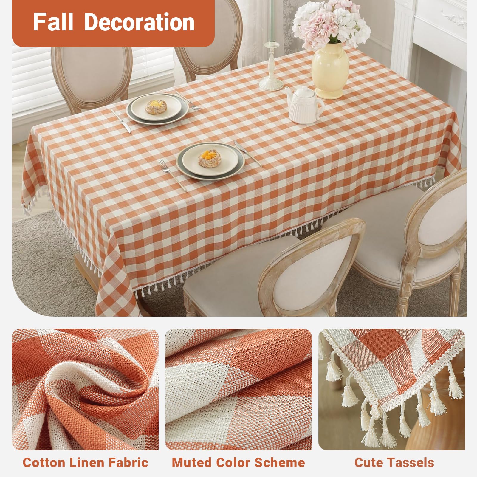 Laolitou cotton linen weave offers durable, wrinkle-free coverage for everyday hosting.