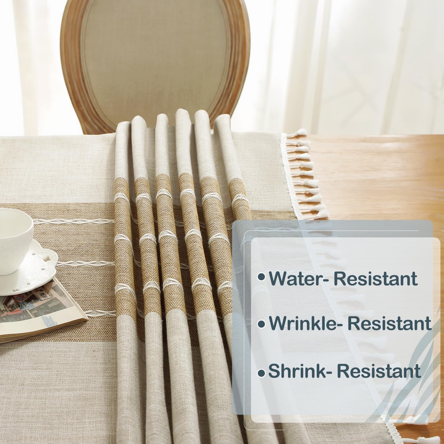 Laolitou indoor-outdoor tablecloth for versatile use.