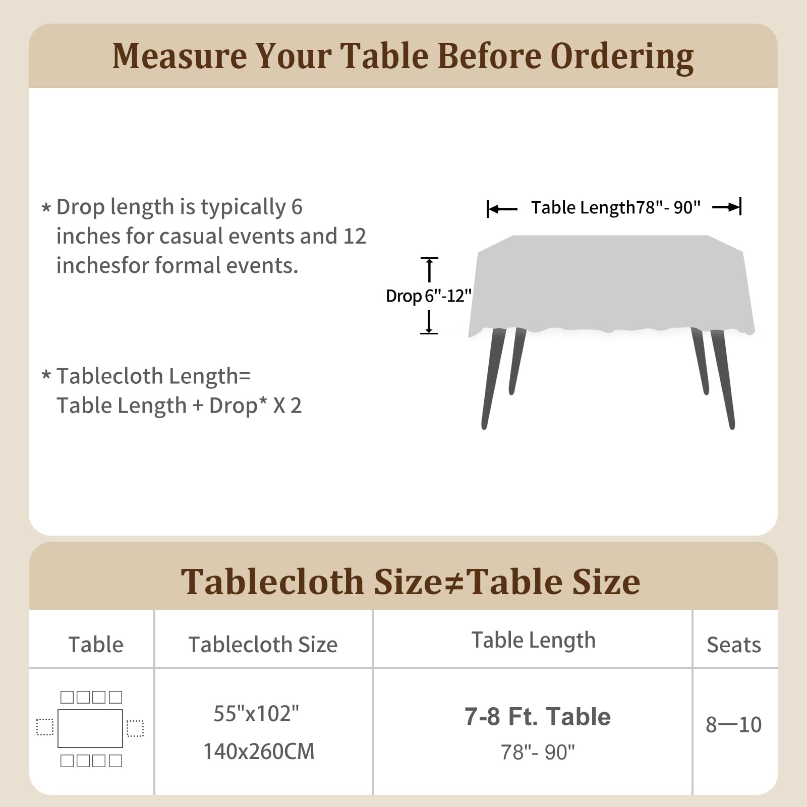 Laolitou rectangle table cover ideal for picnics, Thanksgiving, and casual dining.