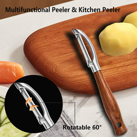 Laoxiongtou peeler featuring ergonomic wooden handle for comfortable grip
