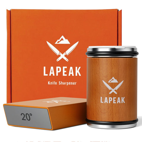 Lapeak rolling knife sharpener with diamond disc restoring edge precision