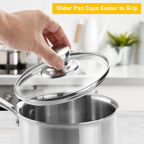 Laplad glass lid in action on a pan to illustrate versatile cooking use.
